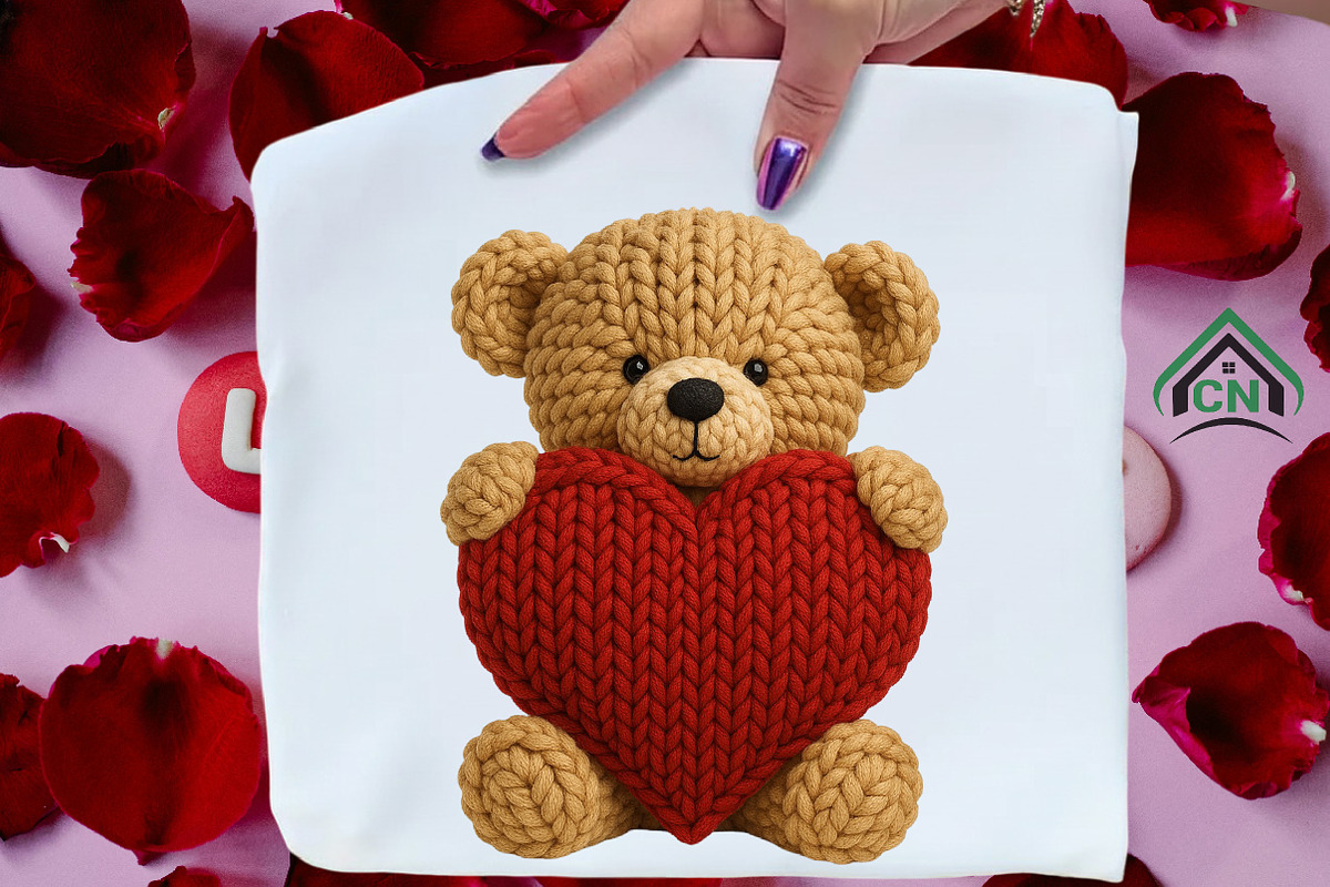 Knitted Teddy Bear with Heart Png, an Illustration by Craft Nest (Photo 3 of 7)