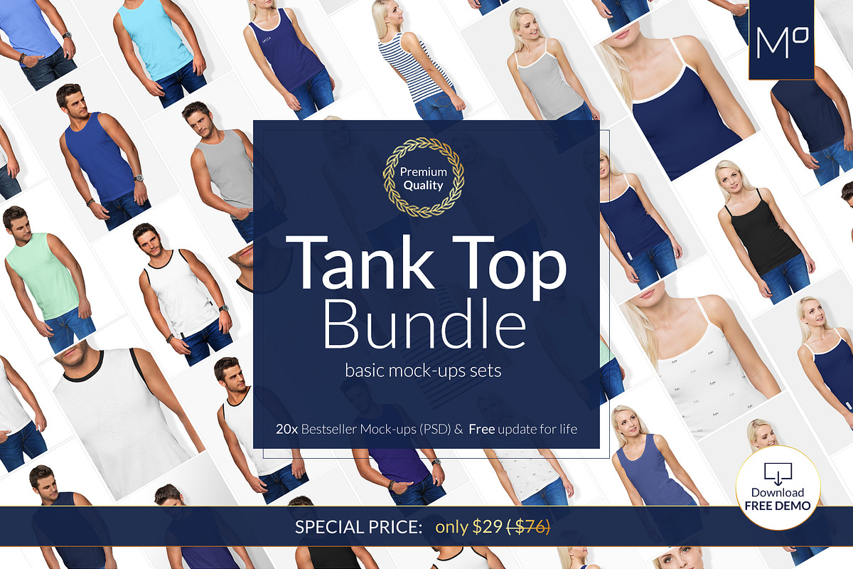 TANK TOP BUNDLE 20x Mock-ups + DEMO, a Books & Magazine Mockup by Apparel_Mockups (Photo 1 of 28)