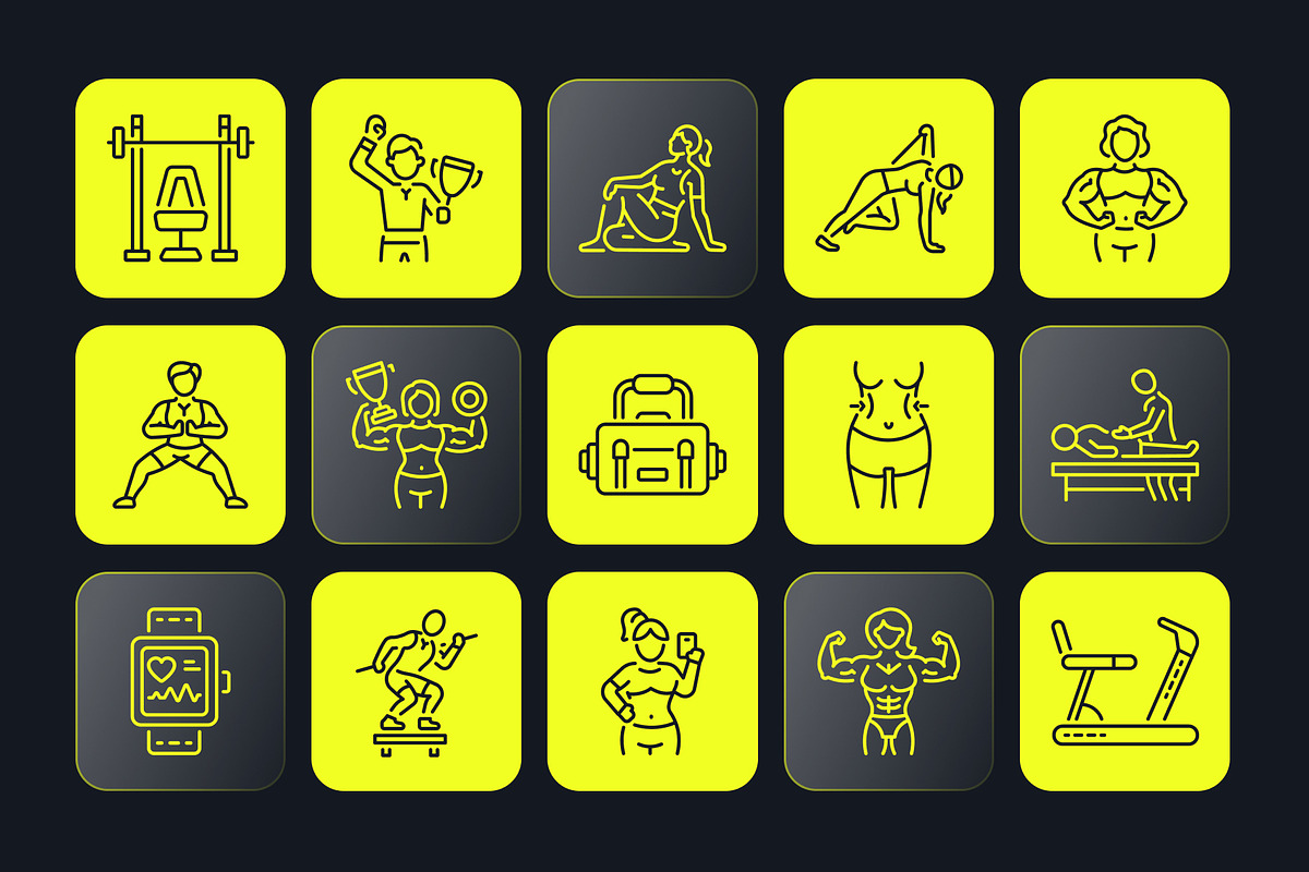 Animated Workout and Gym Icon Set, an Outline Icon by Prosymbols (Photo 3 of 5)