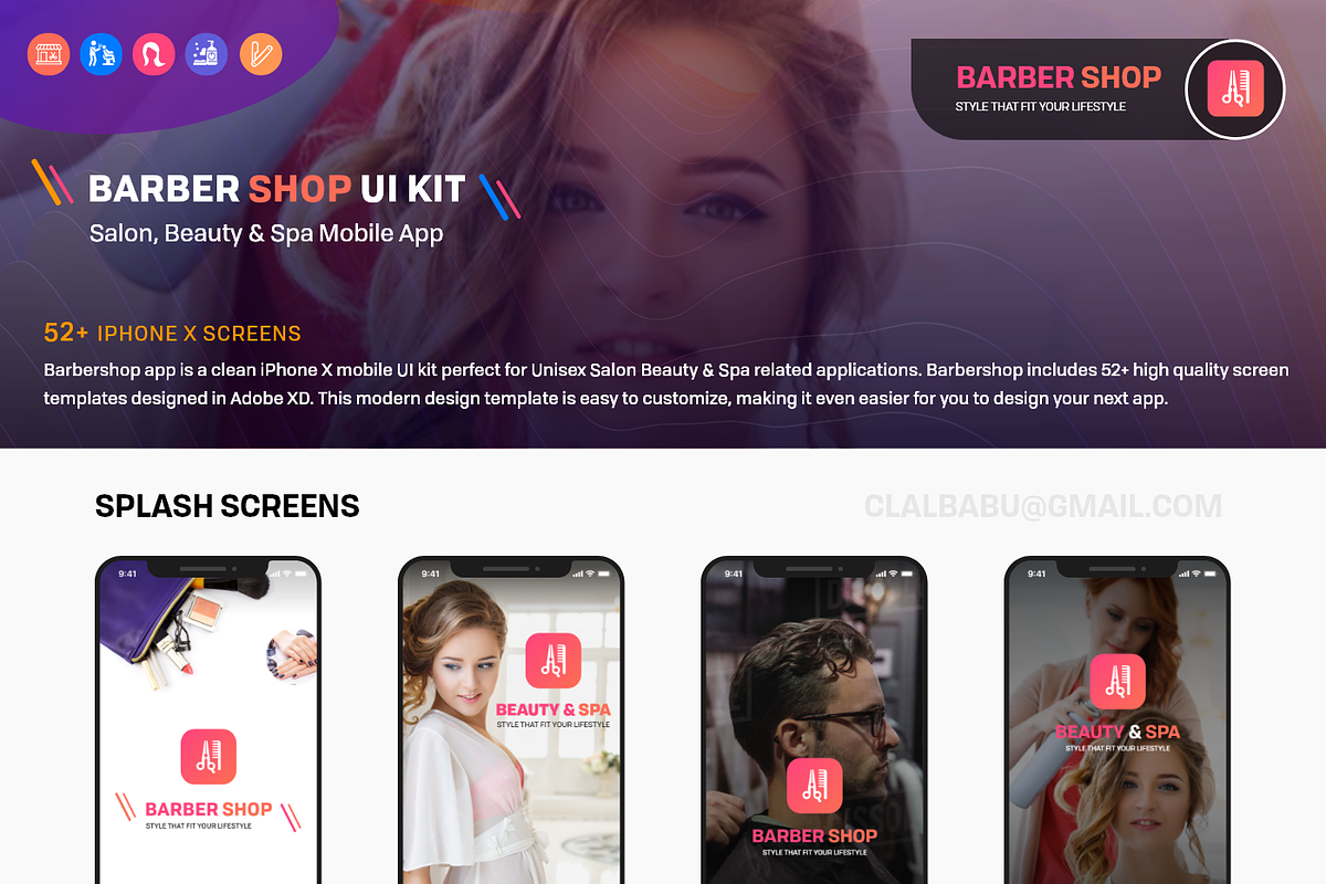 Barber Haircut, Salon & Beauty UI KI, an App Template by UX Design Master (Photo 11 of 14)