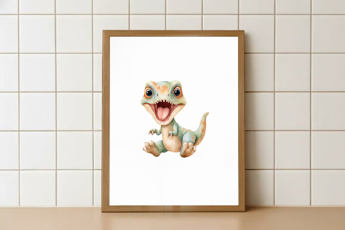 Cute Watercolor Dinosaur Clipart, an Illustration by Watercolor design (Photo 5 of 6)