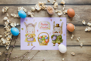 Easter Set With Cute Bunnies