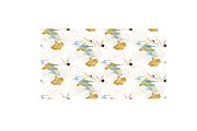 Crane birds and gold peony flower, a Pattern Graphic by marukopum (Thumbnail 3 of 3)