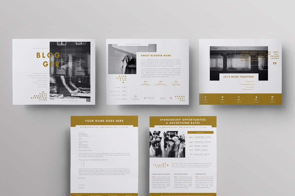 Blog Media Kit + Sponsorship | 5 Pgs, a Resume Template by Blogger Kit Co. (Photo 3 of 7)
