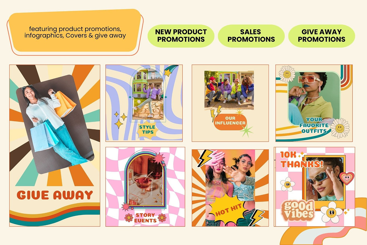 GROOVY RETRO  / Social Media Pack, a Social Media Template by TatianaBannikova (Photo 5 of 7)