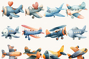 Watercolor Air Transport Clipart, a Transportation Illustration by Design Scotch (Thumbnail 2 of 8)