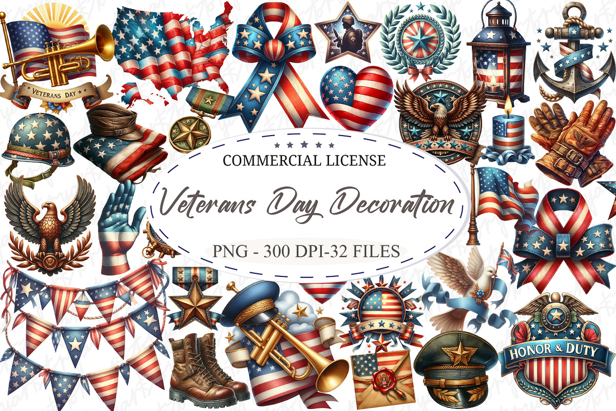 Watercolor Veterans Day Decoration, an Illustration by designcity5 (Photo 1 of 5)