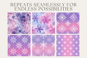 10 Purple Snowflake Seamless Pattern