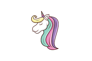 Unicorn Cute Logo Vector Design