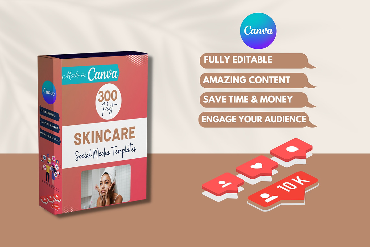 300 Skincare Canva Templates, a Social Media Template by Viral Content Design (Photo 6 of 7)
