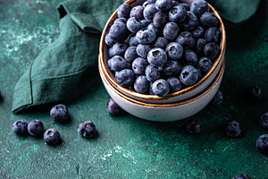 Fresh ripe blueberry berries in bowl, a Food & Drink Photo by Yulia Furman