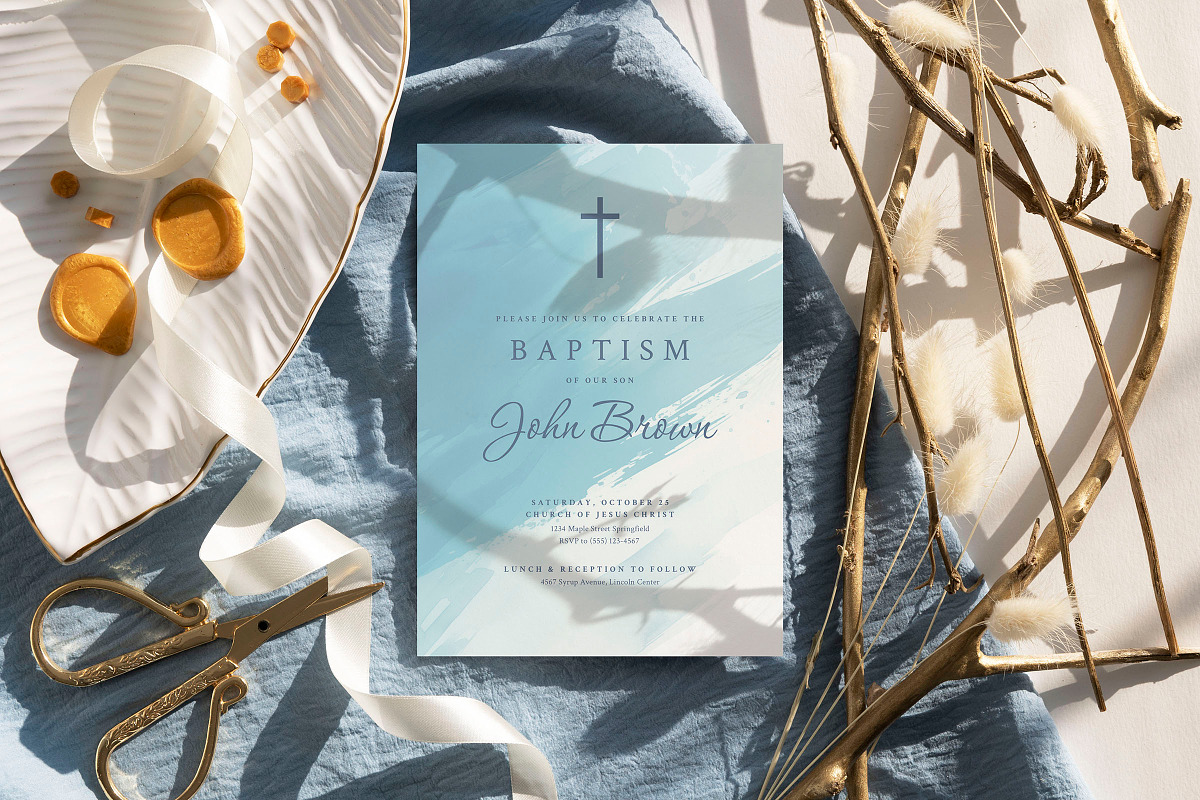 Grace - Baptism Invitation, an Invitation Template by CinderHeart Designs (Photo 3 of 3)