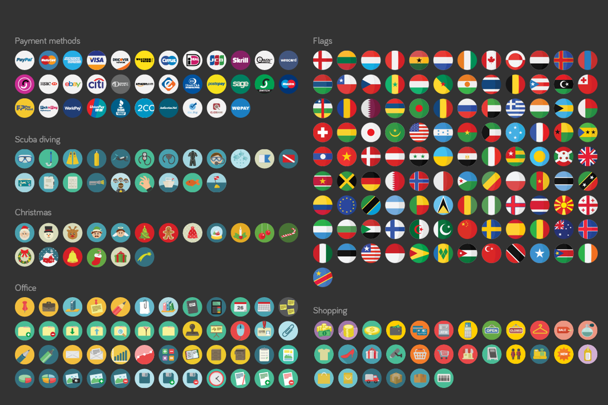 2500 Flat Icons Ai | PSD | SVG |PNG, an Icon by Vectopus.com (Photo 2 of 5)