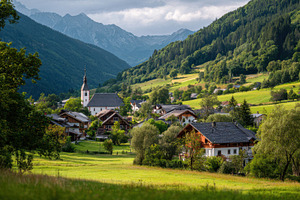 Beautiful village in a green valley, a Photo by Beautiful things