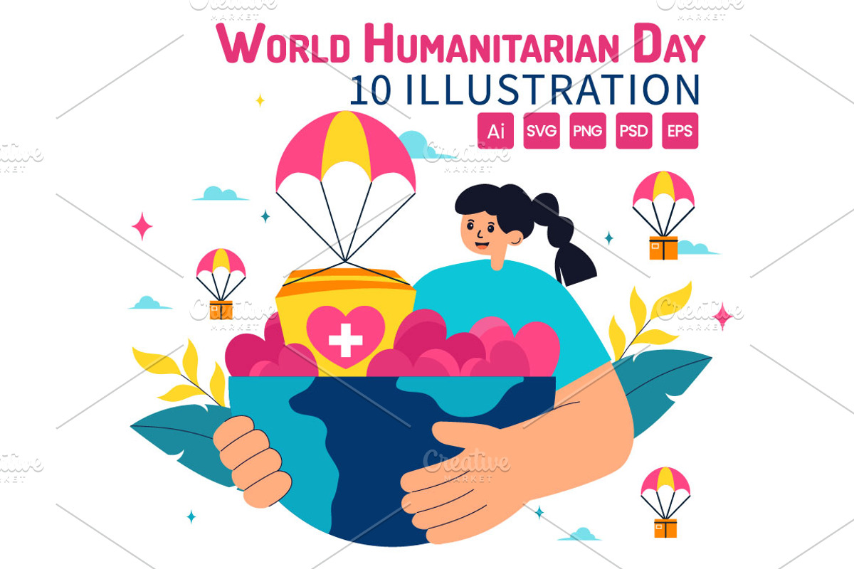 10 World Humanitarian Day Vector, a Person Illustration by denayunebgt (Photo 1 of 4)