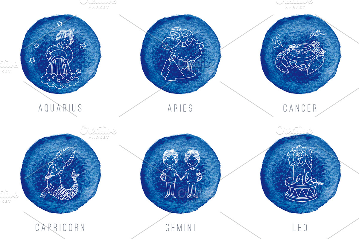Watercolor zodiac signs, an Illustration by Blue Ink Studio (Photo 2 of 4)