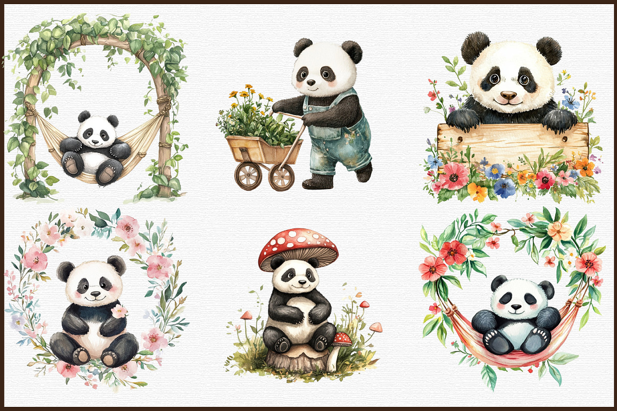 Panda Garden Clipart, an Illustration by Sublimation Artist (Photo 3 of 6)