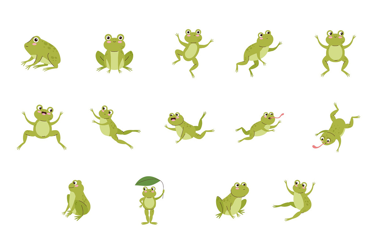 Cute Frog Illustration Set, an Animal Illustration by studiogstock (Photo 1 of 3)