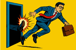 Businessman getting kicked out of, a Person Illustration by AlexArt