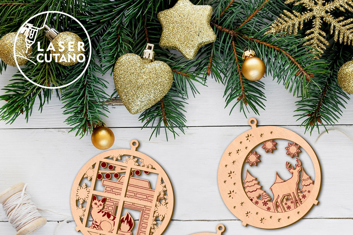 CHRISTMAS ORNAMENTS Multilayer File, a Templates & Theme by LaserCutano (Photo 10 of 10)
