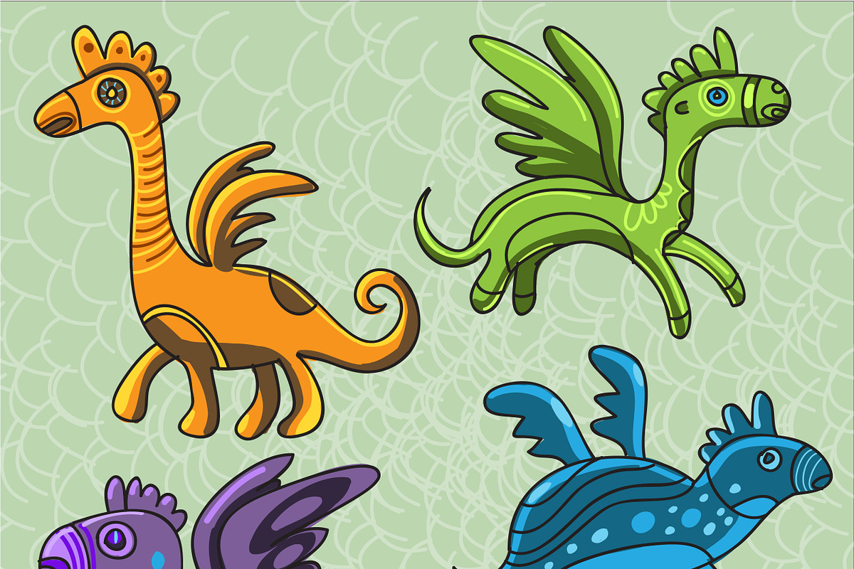Cute dragons set, a Decorative Illustration by HIPSTER-MONSTER SHOP