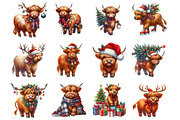 Christmas Highland Cow, an Illustration by Design Market (Thumbnail 4 of 4)