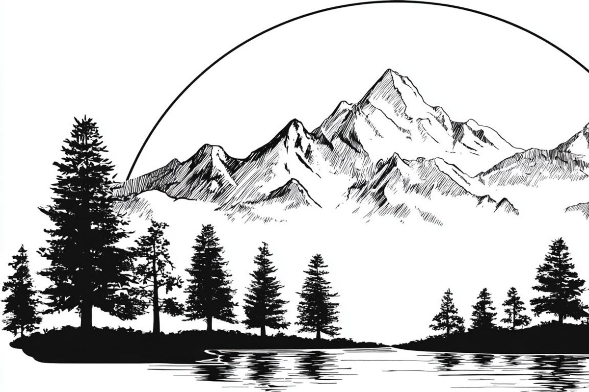 Majestic Mountain and Tree Vector, a Graphic by hafijul (Photo 9 of 9)
