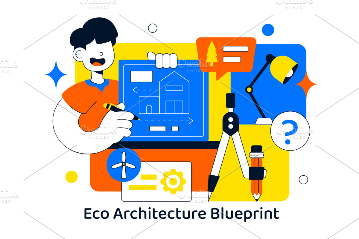10 Eco Architecture Blueprint, a Person Illustration by denayunebgt (Photo 4 of 4)