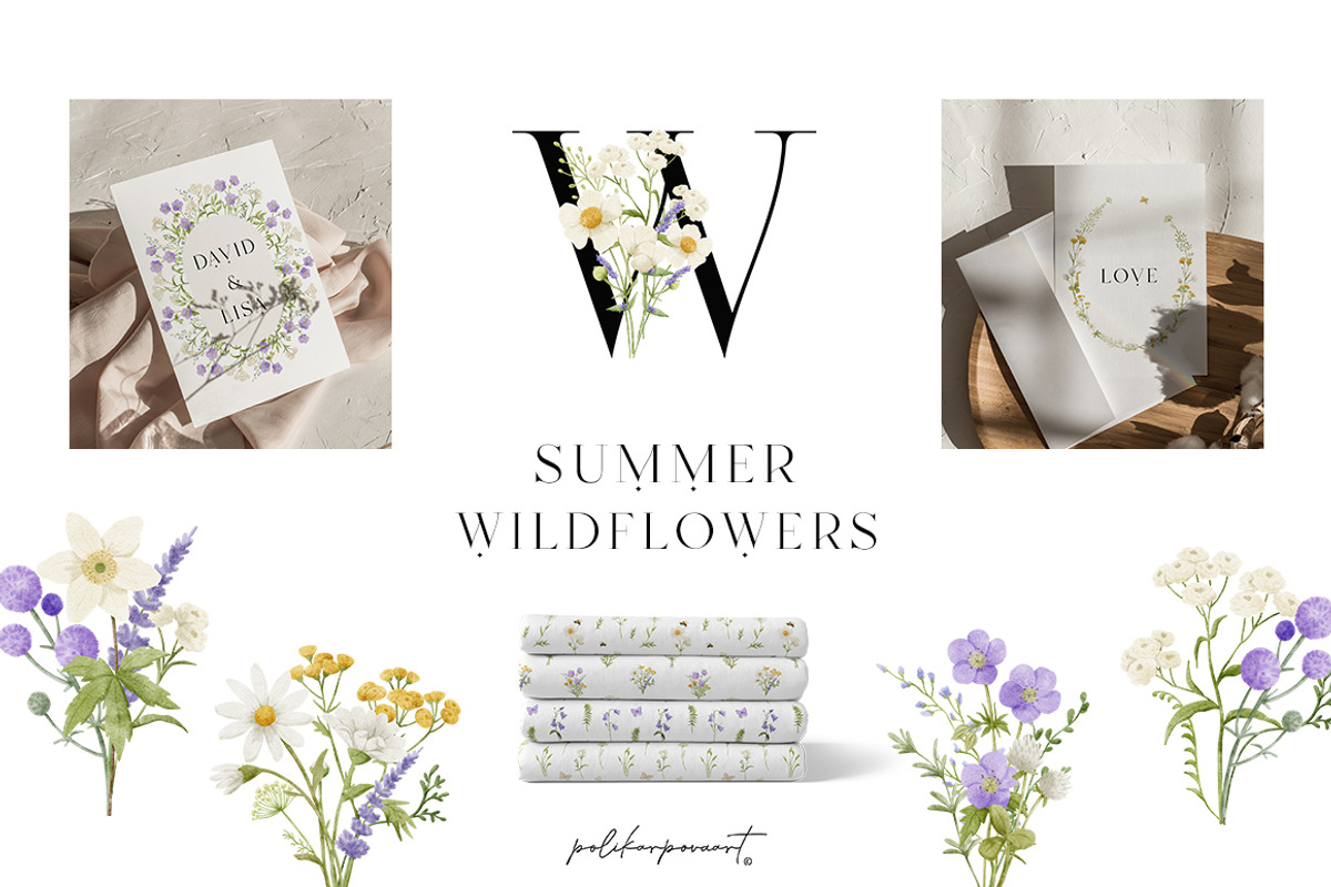 Watercolor Summer Wildflowers, an Illustration by polikarpovaart (Photo 1 of 16)