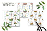 Watercolor Boat seamless patterns., a Decorative Illustration by Kira Konoshenko (Thumbnail 5 of 16)