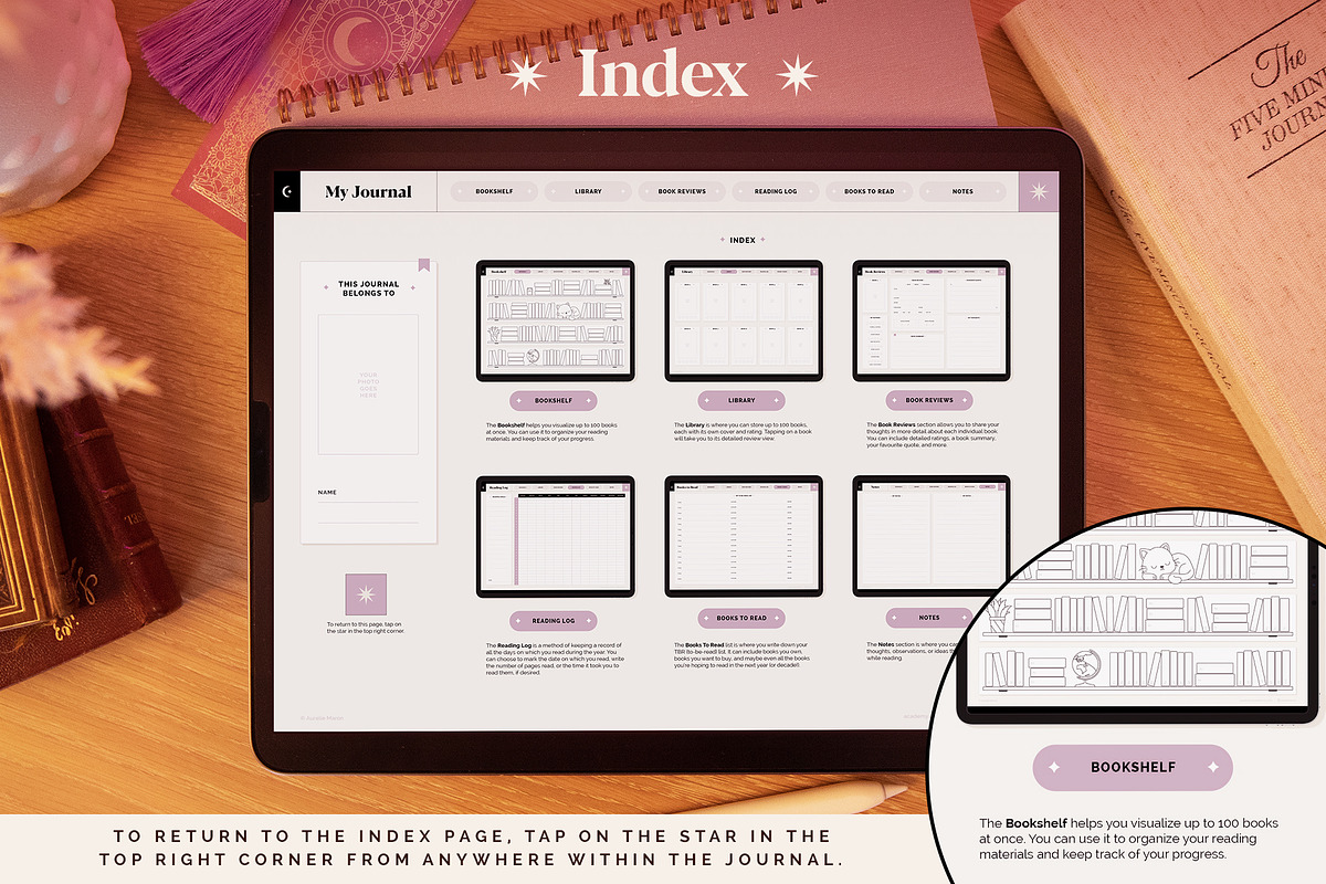 Digital Reading Journal – Purple, a Stationery Template by Aurelie Maron (Photo 2 of 9)