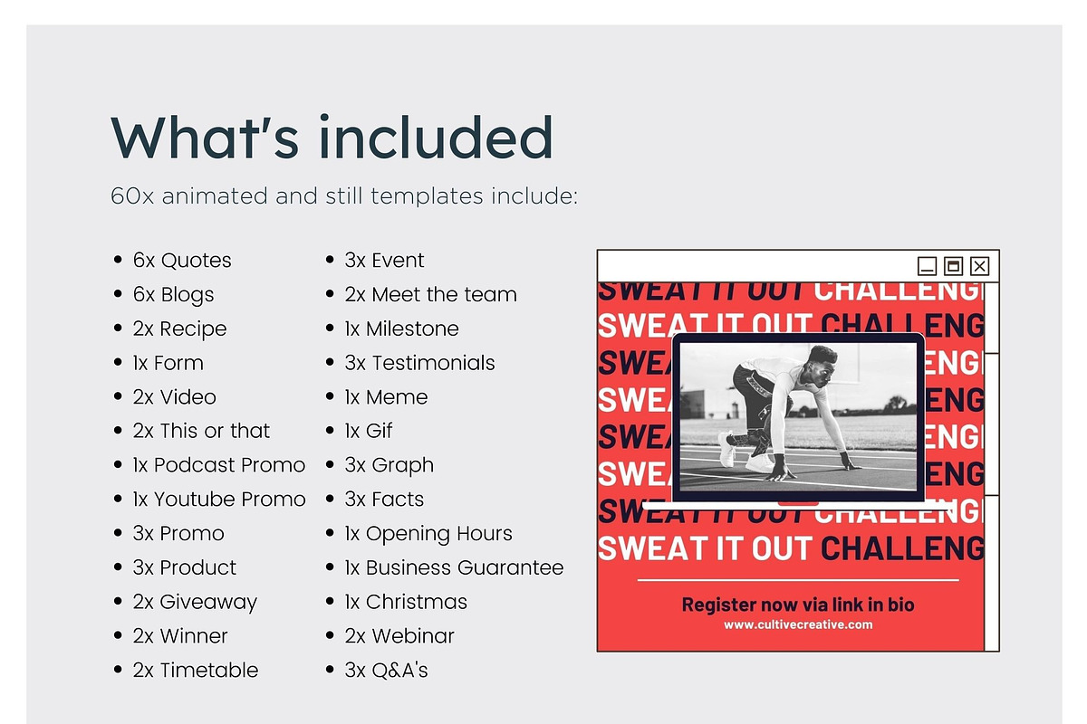 Gym Instagram Feed Canva Templates, a Social Media Template by Cultive Creative (Photo 4 of 13)