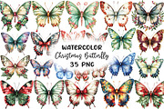 Watercolor Christmas Butterfly Clipa, an Illustration by CraftArtStudio (Thumbnail 1 of 6)