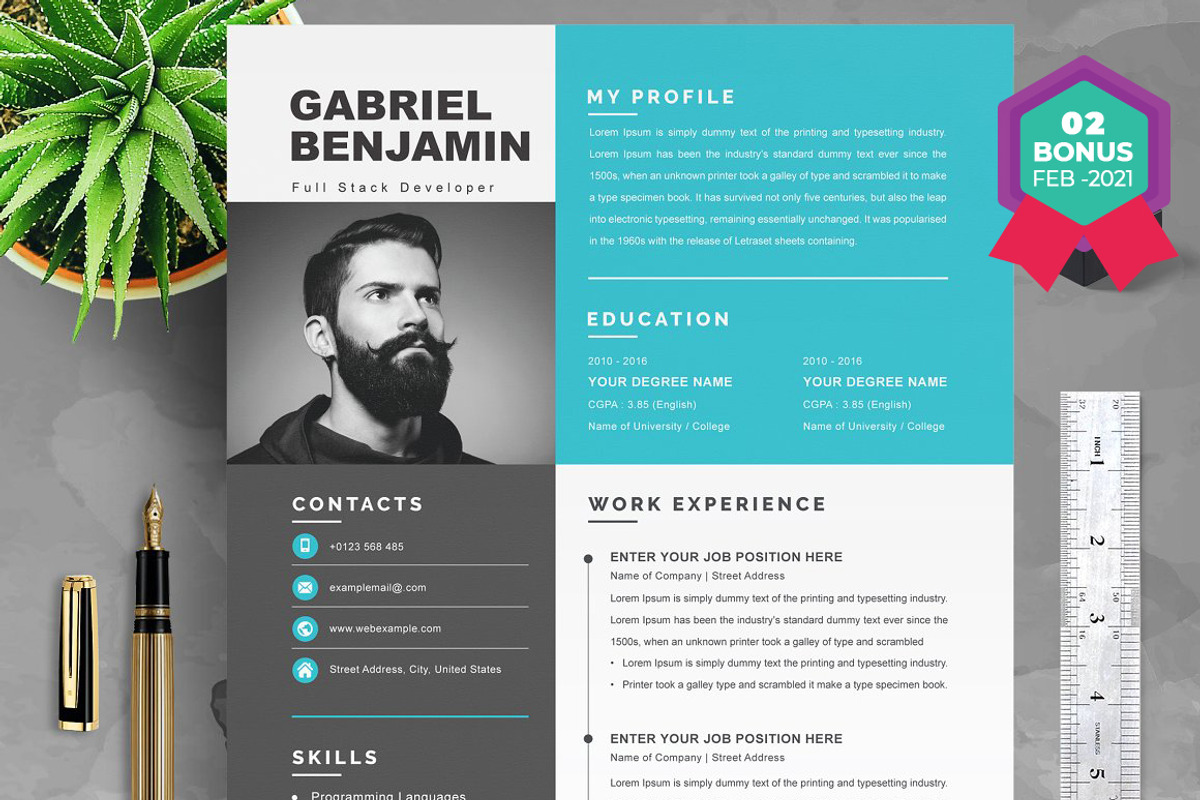Resume/CV Bundle | 200+ for $29, a Resume Template by ResumeInventor (Photo 163 of 207)