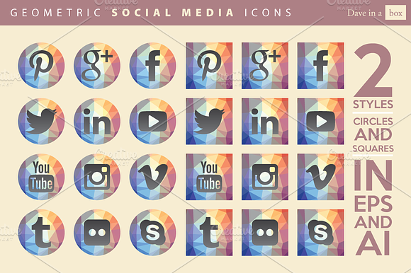 Geometric Vector Social Media Icons