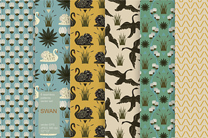 Swan Lake Seamless Vector Set