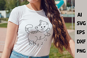 Funny Kawaii Cats Outline Clipart, an Animal Illustration by ARTify Illustrations (Thumbnail 3 of 7)