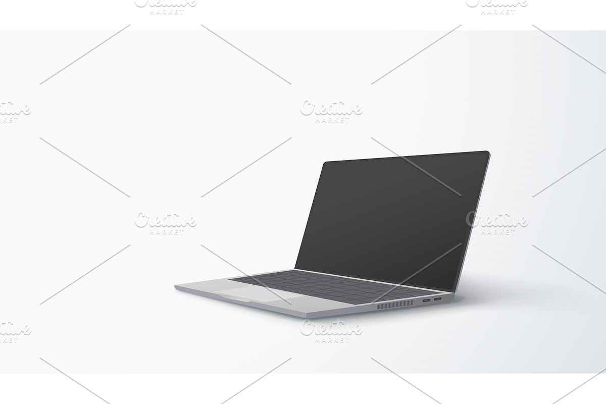 openned laptop in perspective view, a Technology Illustration by IfH
