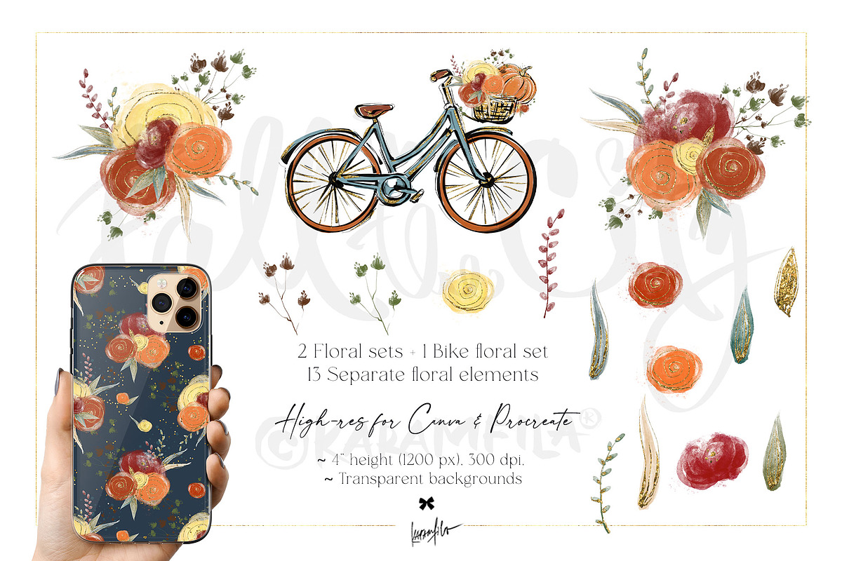 Fall City Autumn Bike PNG Clipart, a Seasonal Illustration by KaramfilaS (Photo 6 of 11)