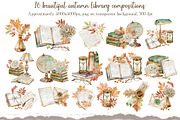 Cozy Autumn Library Watercolor, a Seasonal Illustration by Shabbypie (Thumbnail 3 of 4)