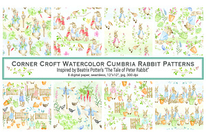 Watercolor Cumbria Rabbit Patterns