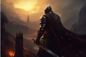 Dark fantasy knight. Generate Ai, a Texture Illustration by Ylivdesign