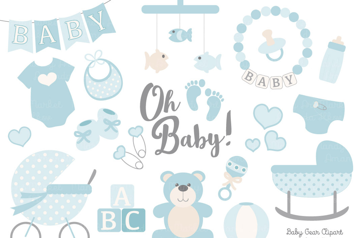 Vector Baby Clipart in Soft Blue, an Illustration by Amanda Ilkov (Photo 1 of 2)