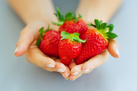 Closeup on hands with strawberries, a Person Photo by Alliance Images