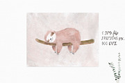 Cute sleeping sloth illustration, an Animal Illustration by Leksart (Thumbnail 1 of 5)