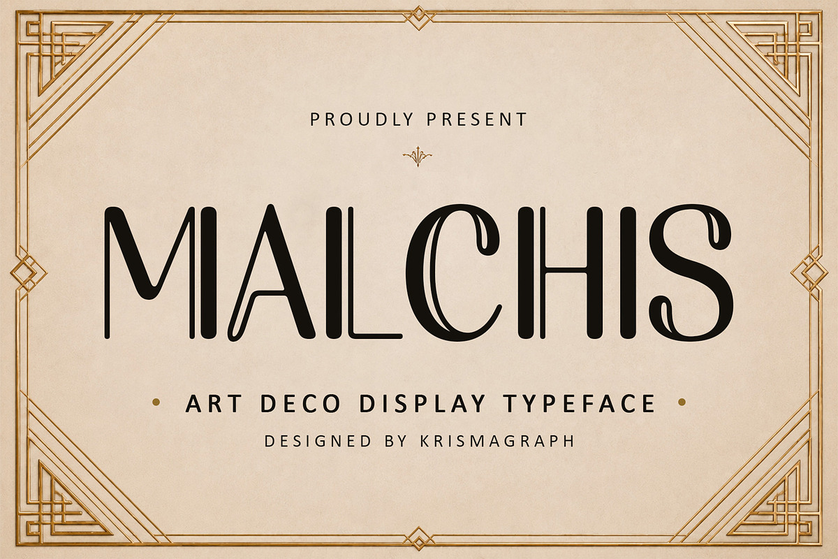 Malchis – Luxury Art Deco Font, a Sans Serif Font by Krismagraph (Photo 1 of 12)