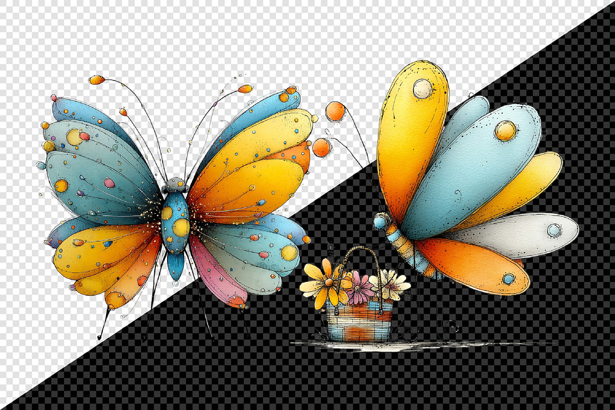 Whimsical Summer Butterfly Clipart, an Animal Illustration by Creative Art (Photo 8 of 8)