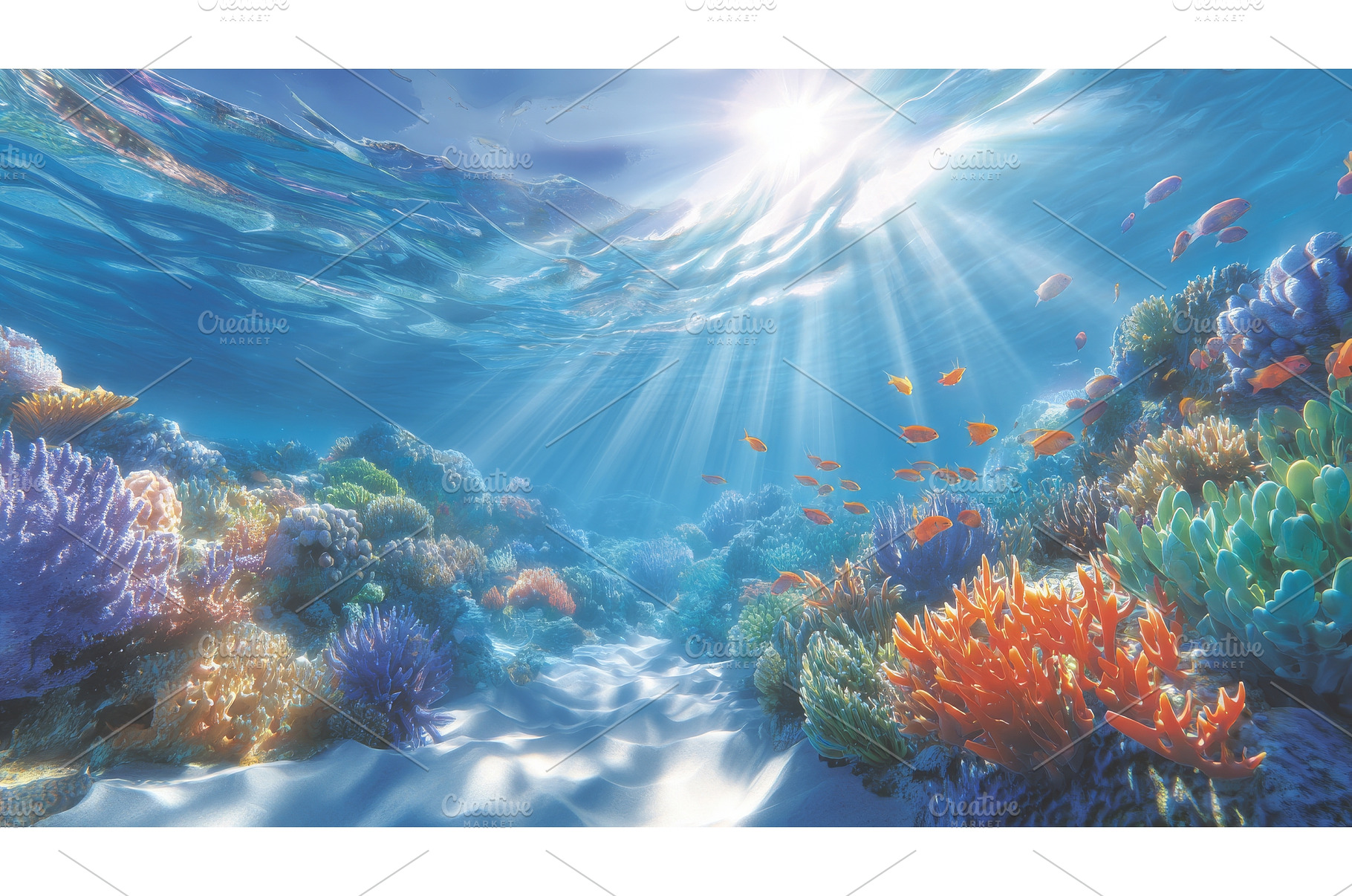 Coral reef teeming with marine life, a Nature Photo by ZinetroN