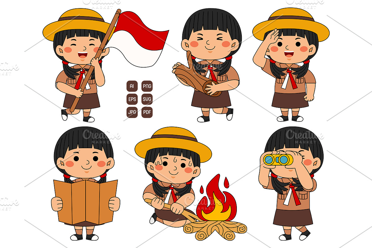 Kawaii Girl Scout Student Activities, an Education Illustration by MEDZ (Photo 2 of 4)