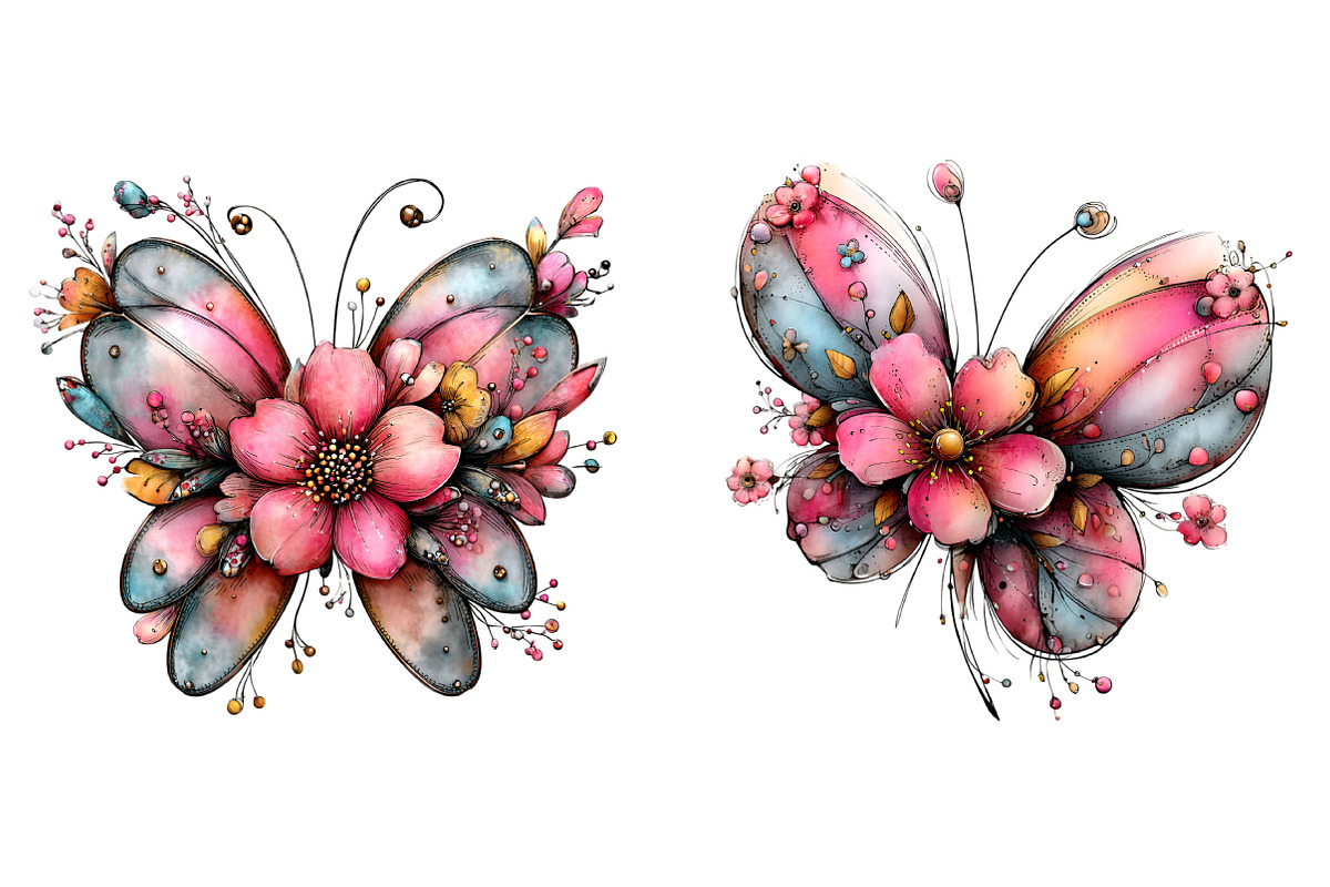 Whimsical spring Butterfly Clipart, an Illustration by SinaCreation (Photo 4 of 11)